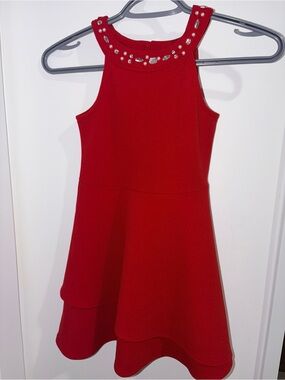 Place Red Jewel-Neck Fit & Flare Girls Dress